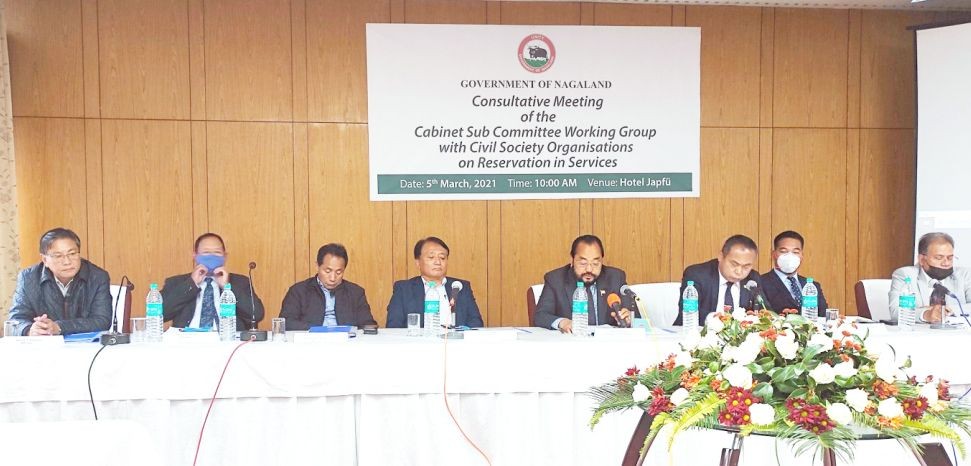 A consultative meeting of the Cabinet Sub-Committee Working Group with civil society organizations on the State’s Reservation Policy was held in Kohima on March 5. (DIPR Photo)